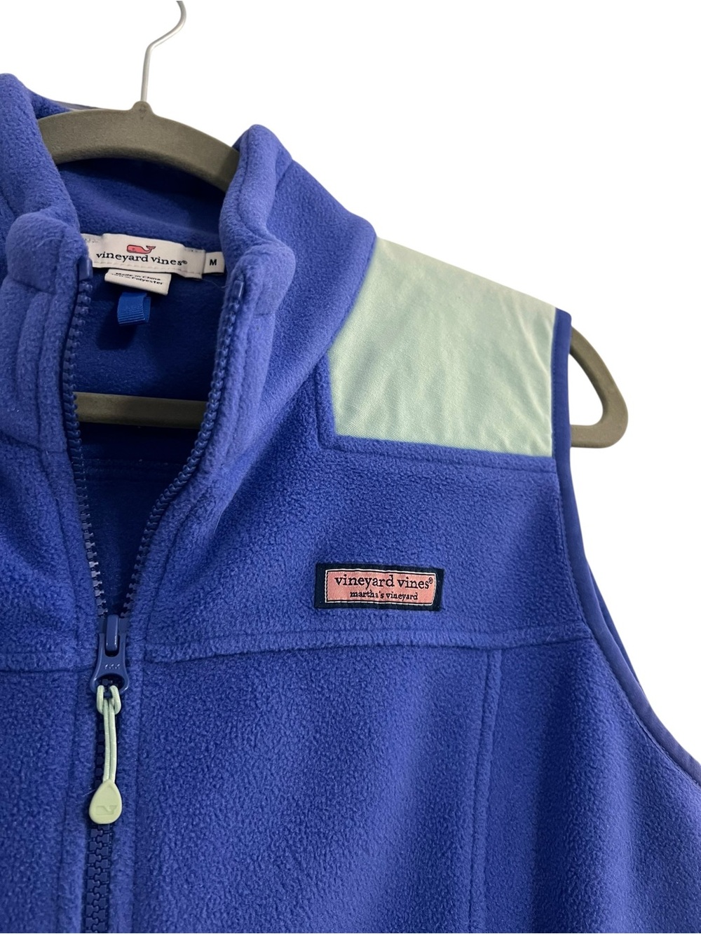 Vineyard Vines Royal Blue Fleece Vest with Mint Accents - Picture 3 of 9